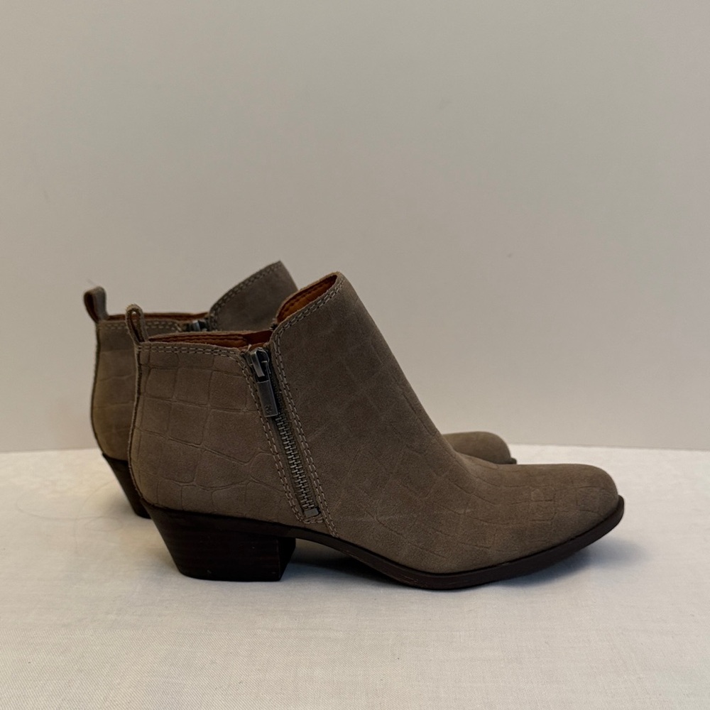 Lucky Brand Croc-Embossed Ankle Boots - Taupe